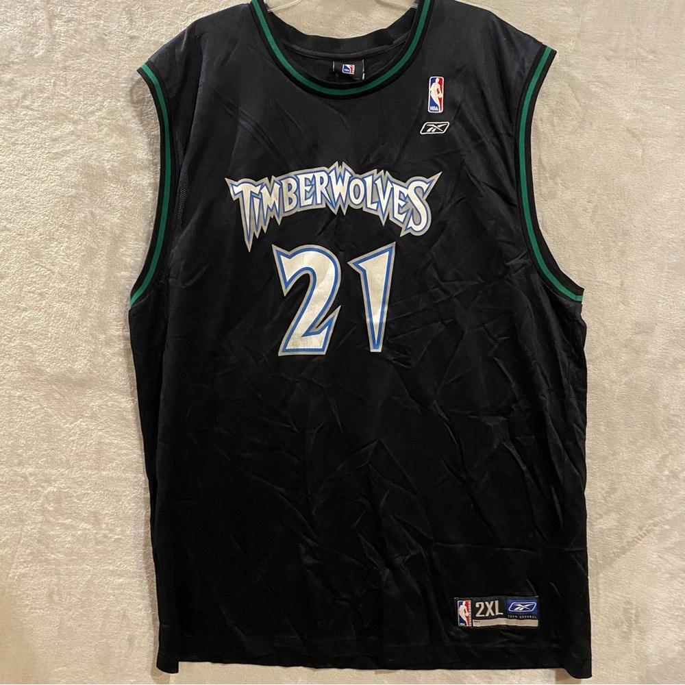 Vtg. Kevin Garnett Shirt Men 2XL Black Jersey Minnesota Timberwolves Reebok #21
